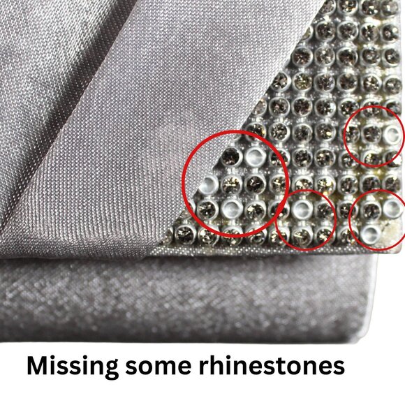 Pale Silver Grey Rhinestone Formal Clutch Purse with Chain Strap Bridal - Picture 8 of 8